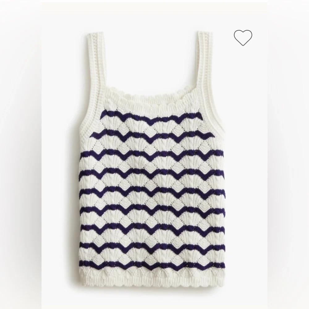 J Crew Striped squareneck crochet tank top NWT Size XXL